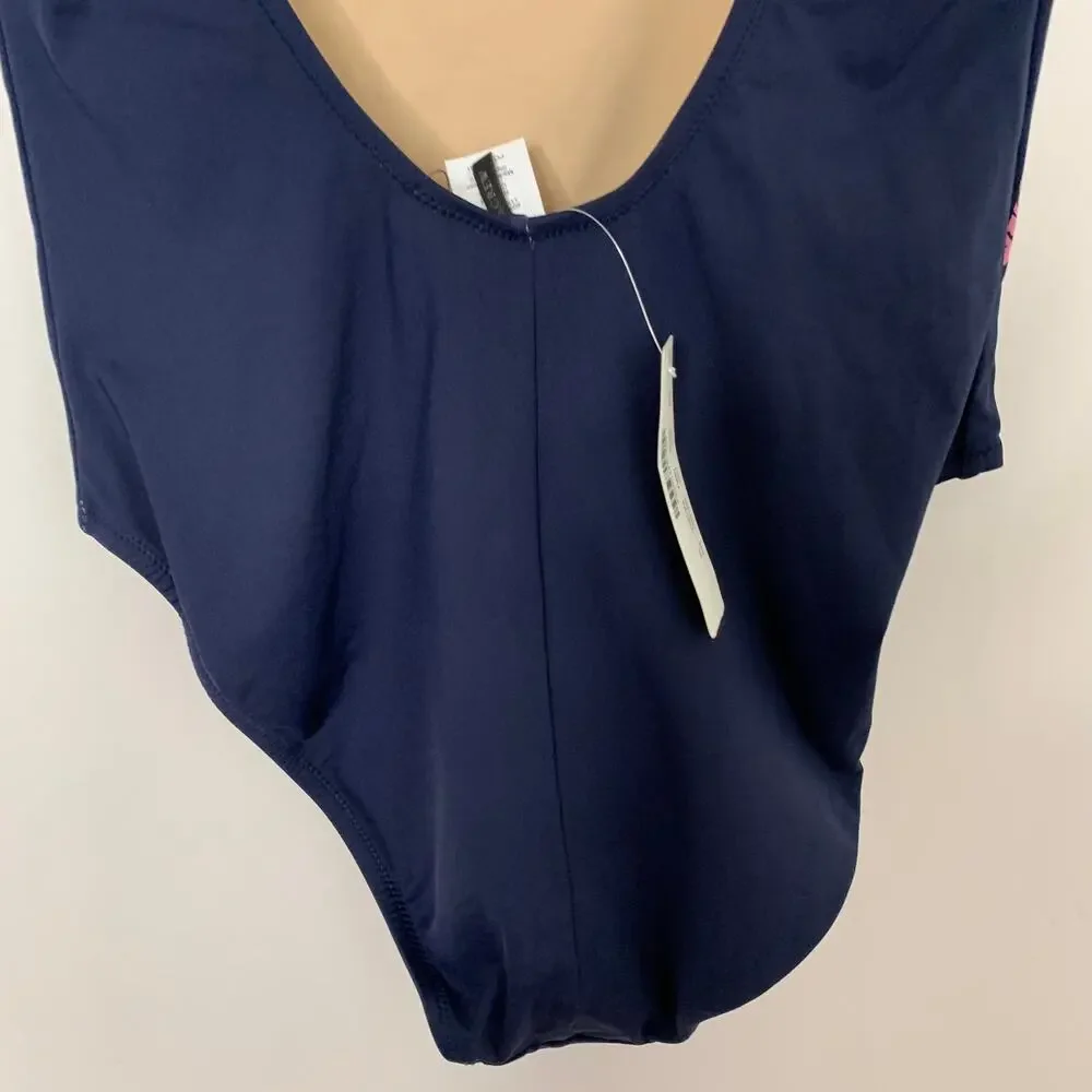 J.Crew Tigers Scoop Back Swimsuit Blue Womens size 12 New